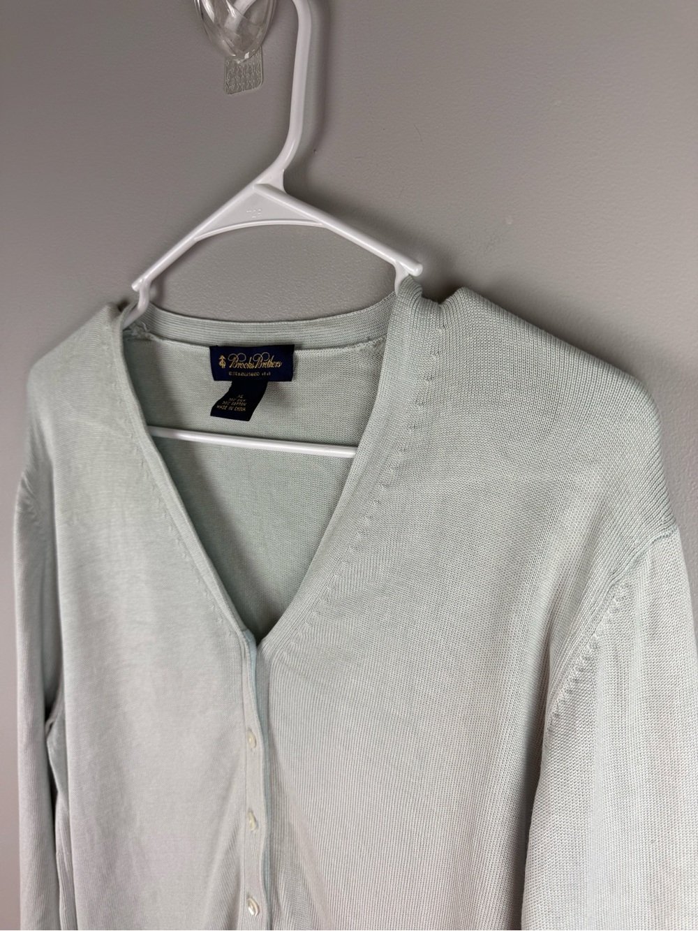 Brooks Brothers Women’s Light Blue Button Up Cardigan SZ XL Silk Blend Preppy